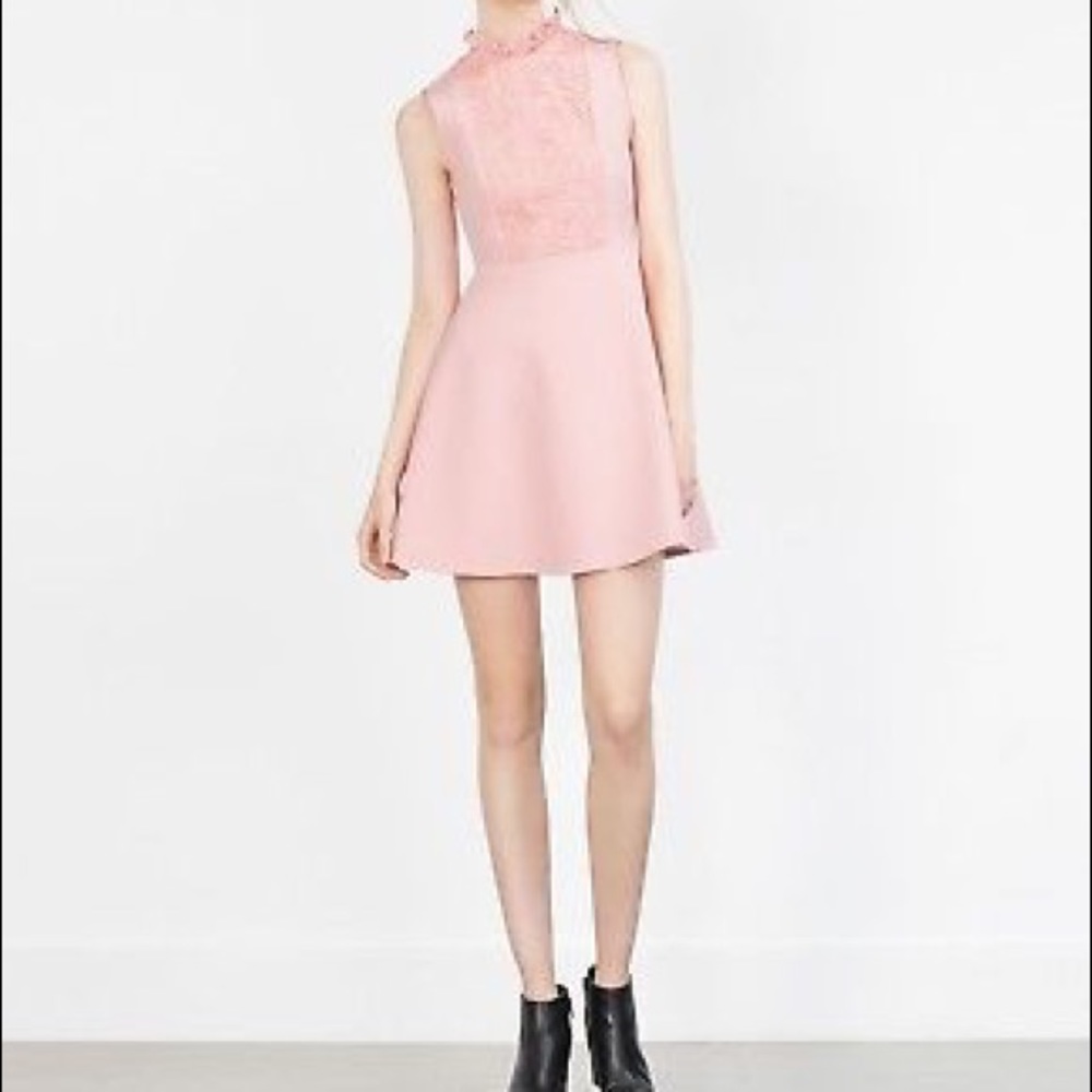 ZARA Combined Dress GUIPURE LACE FRONT FLOUNCE